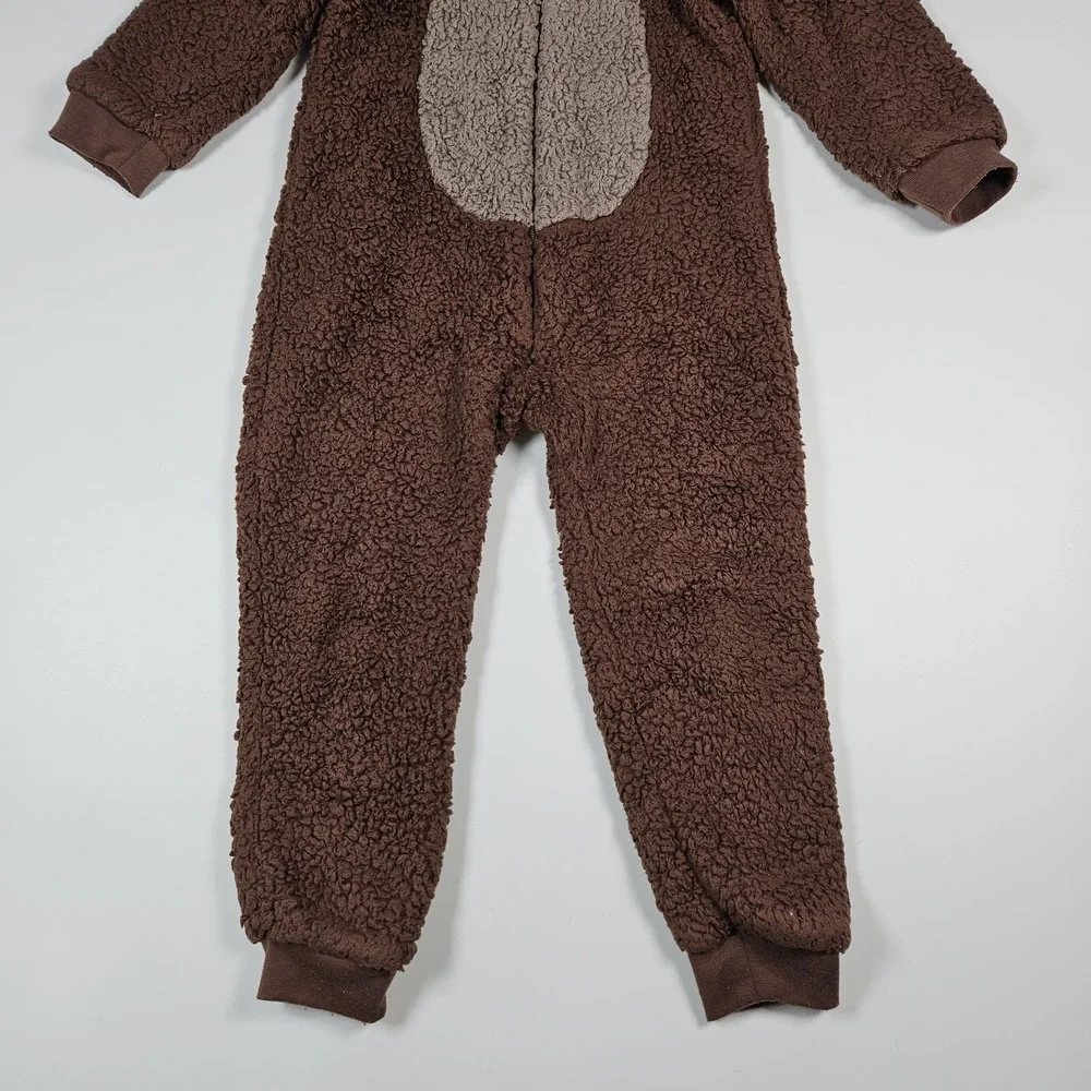Sleep Brown Bear One Piece‎ Pajama Jumpsuit Hooded Costume Kids 6Y Union Suit